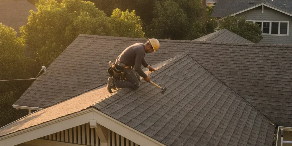 Roofing crew servicing a home in Campbell, CA