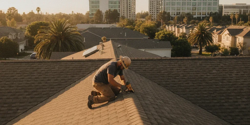 Roofing crew servicing a home in Santa Clara, CA