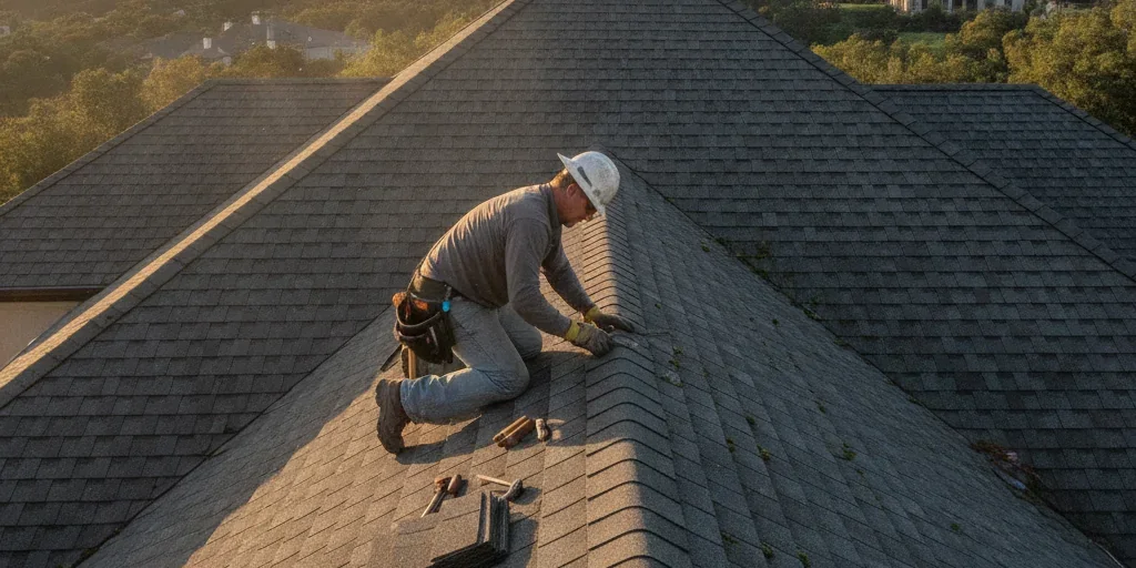 Roofing crew servicing a home in Saratoga, CA